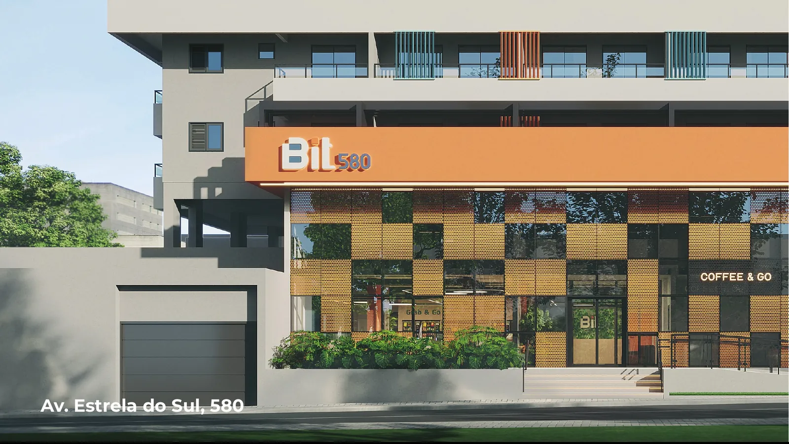 Fachada do Bit 580, na Avenida Estrela do Sul, 580, no bairro Martins, em Uberlândia, com o térreo comercial