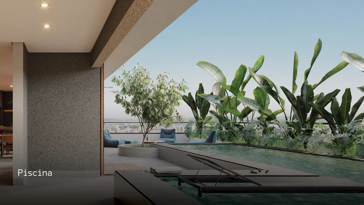 Piscina do DHauss Studios, em perspectiva ilustrativa