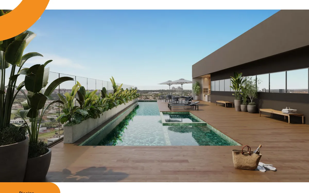 Piscina no rooftop do Opção Studios Living, em Uberlândia