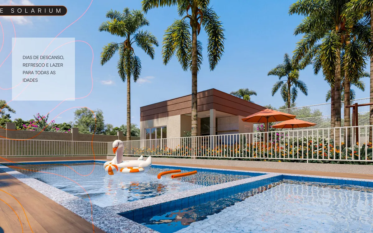 Render da piscina e solarium do Park Jardim do Sol, Novo Mundo, Uberlândia