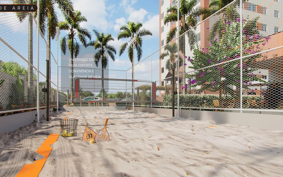 Render da quadra de areia do Park Jardim do Sol, Novo Mundo, Uberlândia
