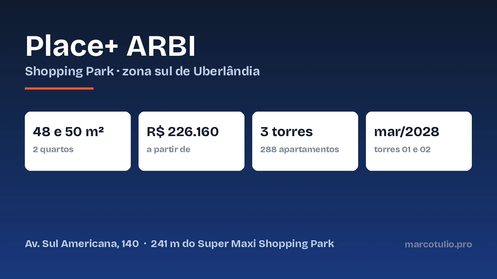 Place+ ARBI no Shopping Park, Uberlândia: 48 e 50 m², a partir de R$ 226.160, 3 torres e entrega das torres 01 e 02 em março de 2028