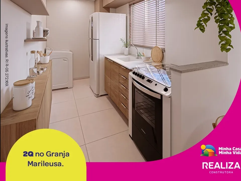 Cozinha de apartamento de 2 quartos do Prime Clube no Granja Marileusa, Uberlândia