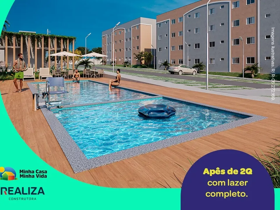 Área de piscina com deck do Prime Clube no Granja Marileusa, Uberlândia