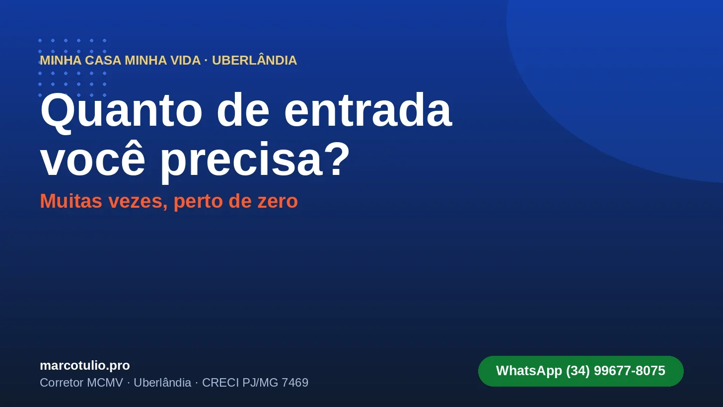 Quanto de entrada para financiar um imóvel em Uberlândia pelo MCMV