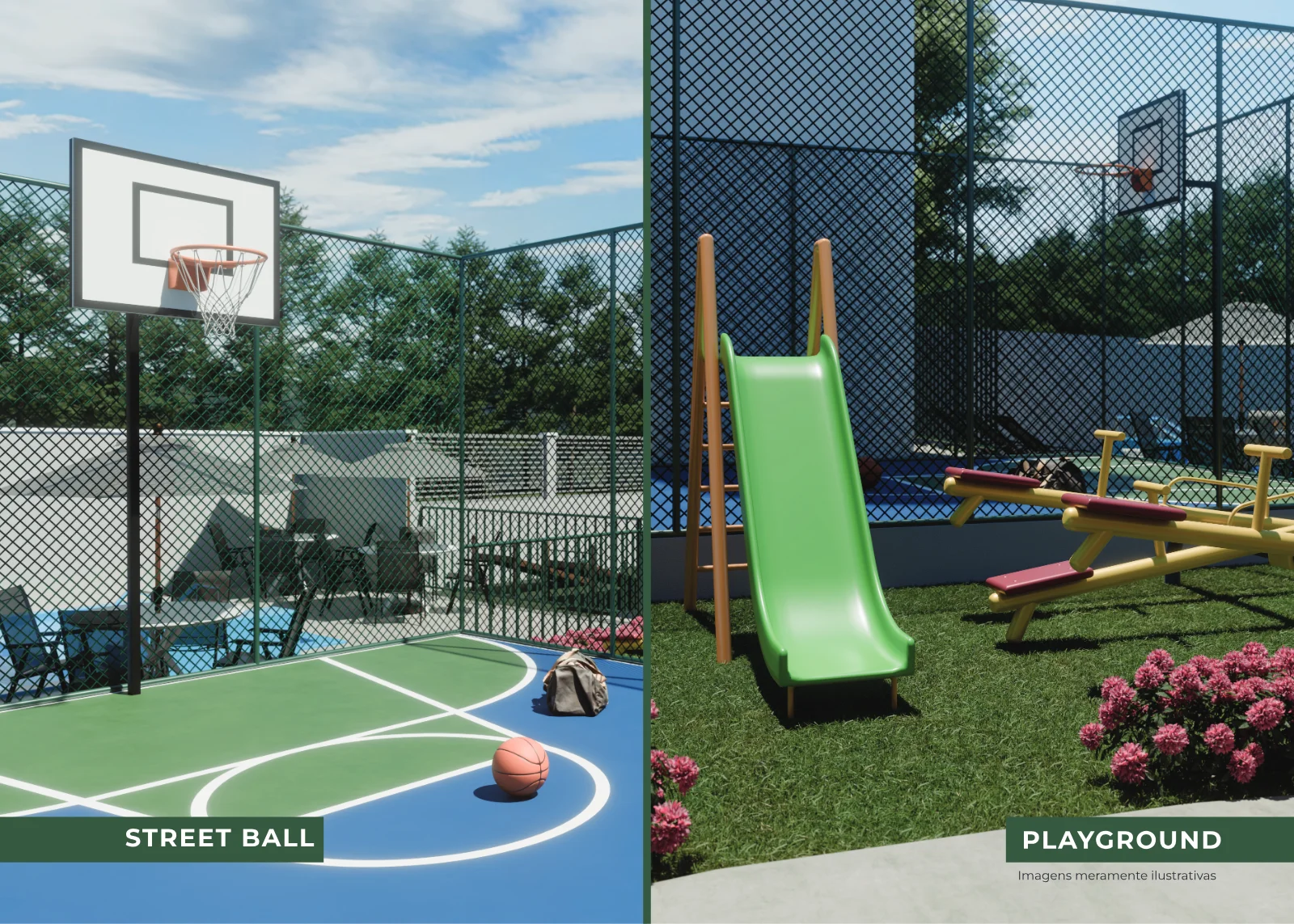Quadra de street ball e playground do Villa Castelli